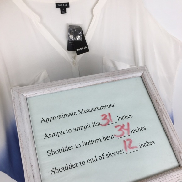 Torrid Blue Dip Dye Challis Ombré Dolman Blouse Top Dolman Fit NEW Women’s Sz 4X - Picture 15 of 15